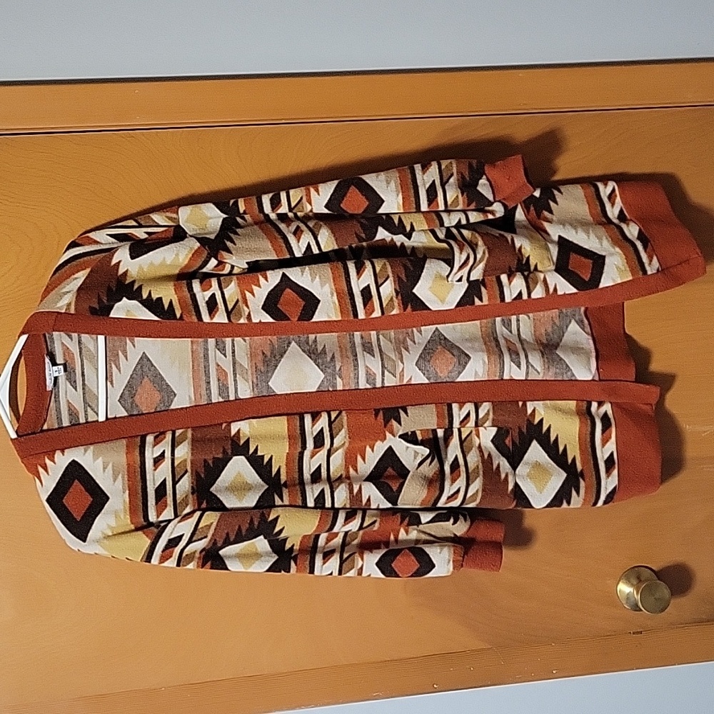 Open Cardigan with Aztec Design